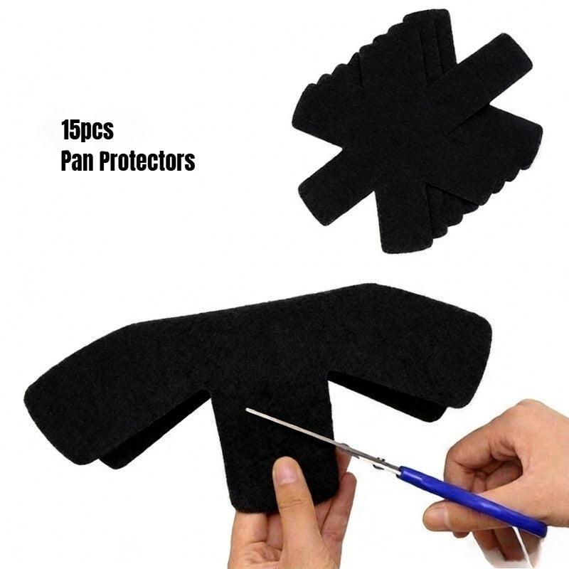 15pcs Heavy-Duty Non-Stick Cookware Protectors, Scratch-Resistant Pattern Pads, Washable Reusable Felt, Compatible with All Pots/Pans, Protects Cookware, Durable, Non-Slip, Ideal for Induction/Gas/Electric Stoves, Everyday Kitchen Use