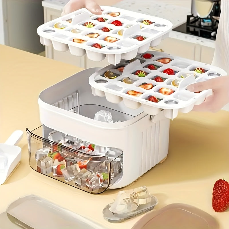 Double Layer Compressed Cube of Ice Mold, Durable Plastic, Refrigerator Storage Food Grade Storage Tray, Suitable for Coffee, Juice, Cold Drinks - Ideal Choice for Party Refrigerator Storage And Outdoor Camping, Outdoor Camping Essentials