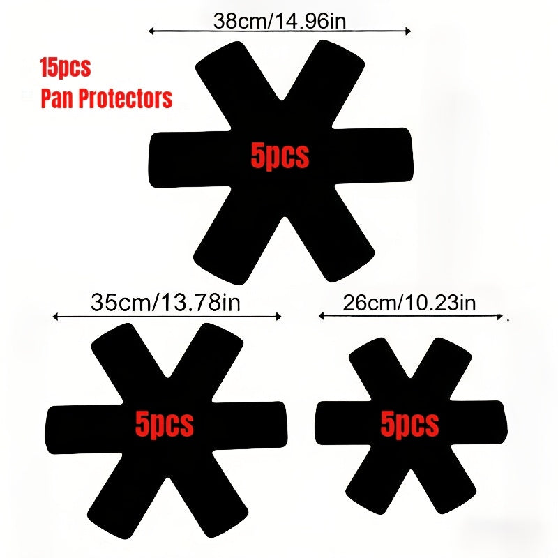 15pcs Heavy-Duty Non-Stick Cookware Protectors, Scratch-Resistant Pattern Pads, Washable Reusable Felt, Compatible with All Pots/Pans, Protects Cookware, Durable, Non-Slip, Ideal for Induction/Gas/Electric Stoves, Everyday Kitchen Use