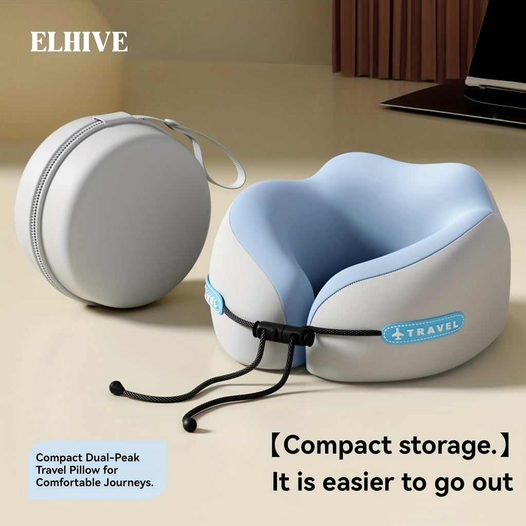 Portable Neck Pillow for Travel and Home Use - Ergonomic Memory Foam Neck Cushion, Compact and Lightweight Design, Easy to Store, Comfortable Rest and Posture, Suitable for Office, Car, Airplane, Train, and Long Flights, Essential Travel Gift Idea