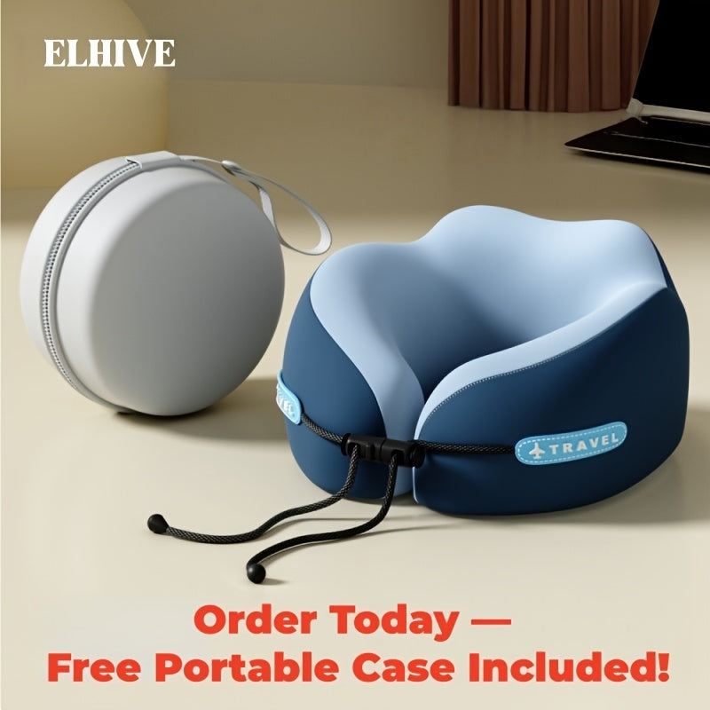 Portable Neck Pillow for Travel and Home Use - Ergonomic Memory Foam Neck Cushion, Compact and Lightweight Design, Easy to Store, Comfortable Rest and Posture, Suitable for Office, Car, Airplane, Train, and Long Flights, Essential Travel Gift Idea