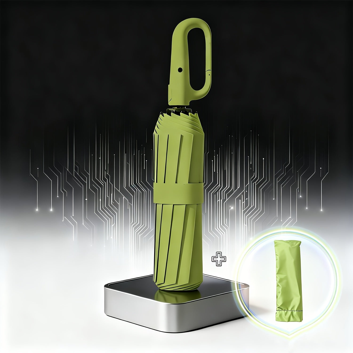Automatic Foldable Umbrella, Reinforced 8-rib Design, with Black Coating for Sun Protection