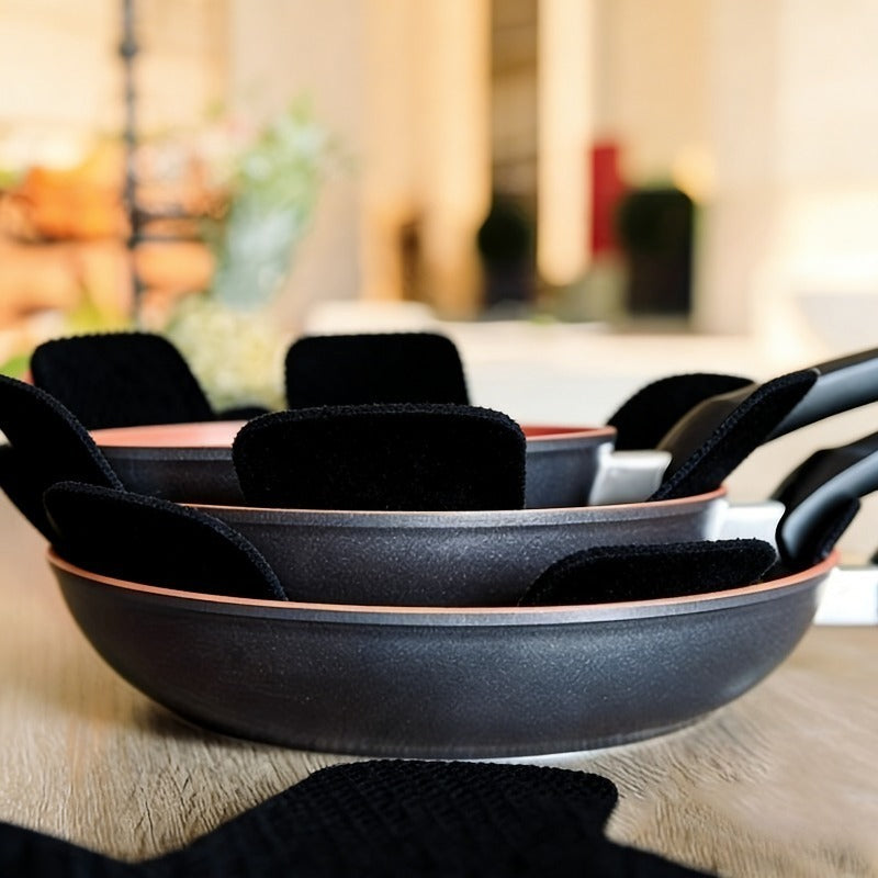 15pcs Heavy-Duty Non-Stick Cookware Protectors, Scratch-Resistant Pattern Pads, Washable Reusable Felt, Compatible with All Pots/Pans, Protects Cookware, Durable, Non-Slip, Ideal for Induction/Gas/Electric Stoves, Everyday Kitchen Use