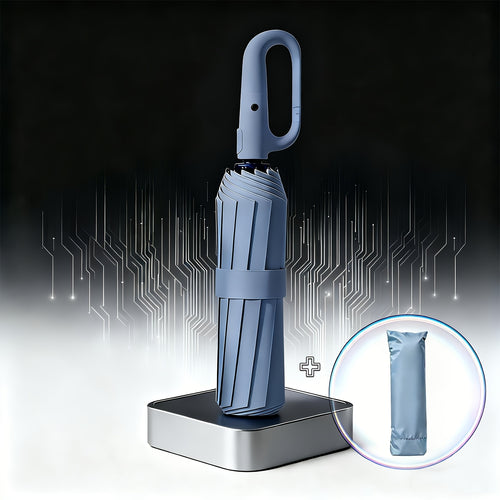 Automatic Foldable Umbrella, Reinforced 8-rib Design, with Black Coating for Sun Protection