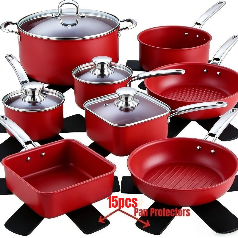 15pcs Heavy-Duty Non-Stick Cookware Protectors, Scratch-Resistant Pattern Pads, Washable Reusable Felt, Compatible with All Pots/Pans, Protects Cookware, Durable, Non-Slip, Ideal for Induction/Gas/Electric Stoves, Everyday Kitchen Use