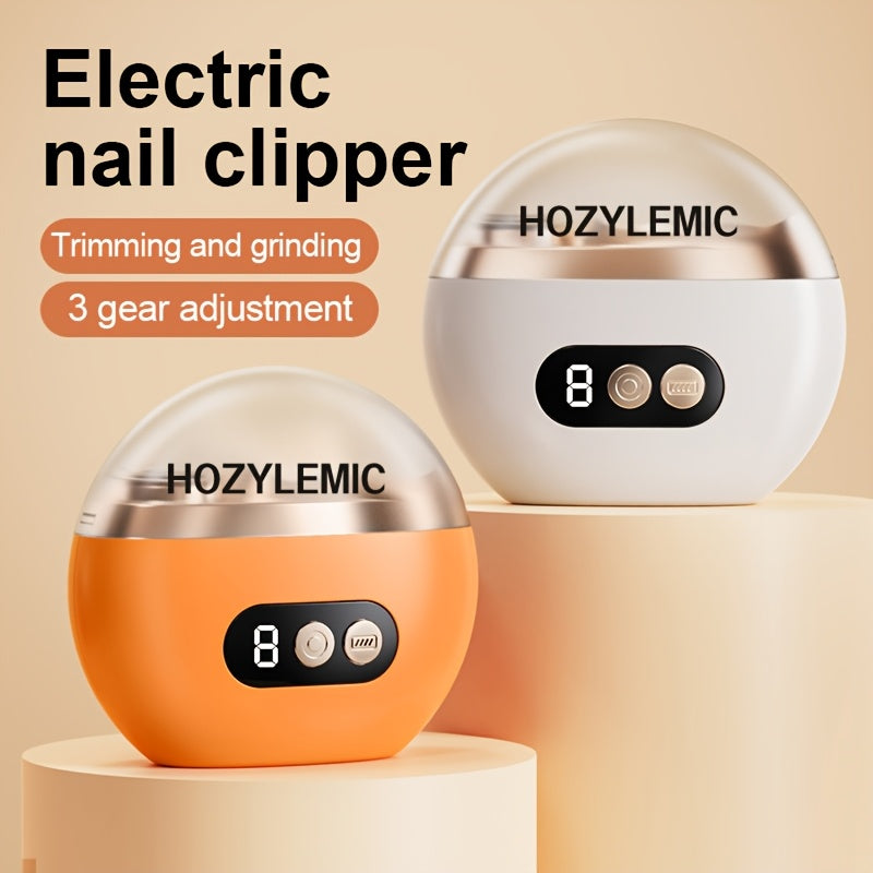 Smart Electric Nail Clipper 2 in 1 Polishing Nail Trimmer Manicure Tool, USB Rechargeable, 500Mah Li-Polymer Battery, with Anti-Cut, Sanding And Lighting Function, Great for Manicure, Nail File, Polishing And Shaping, Perfect Gift for Gift Giving