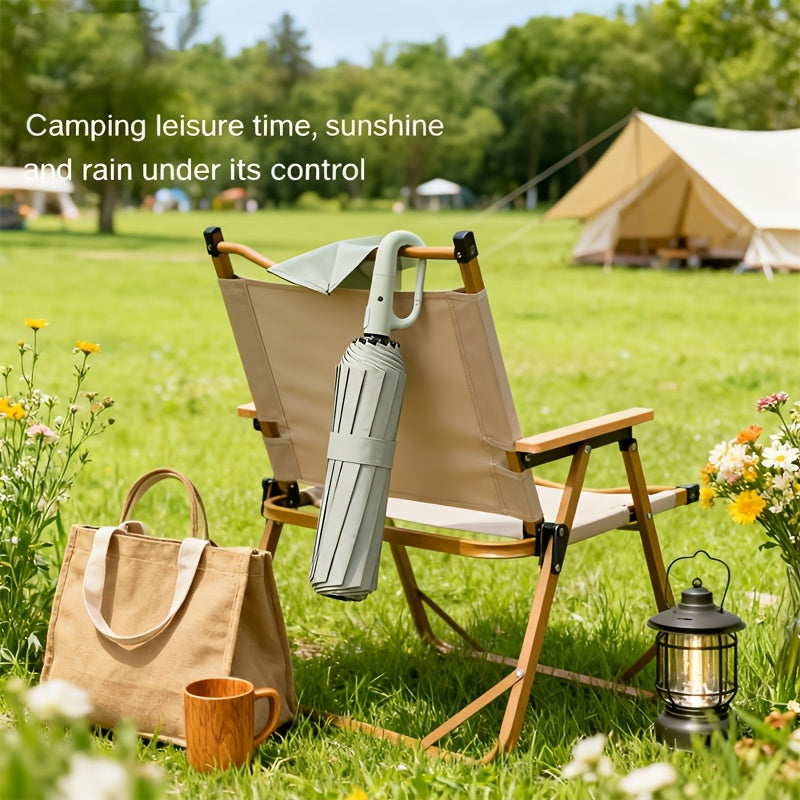 Automatic Foldable Umbrella, Reinforced 8-rib Design, with Black Coating for Sun Protection