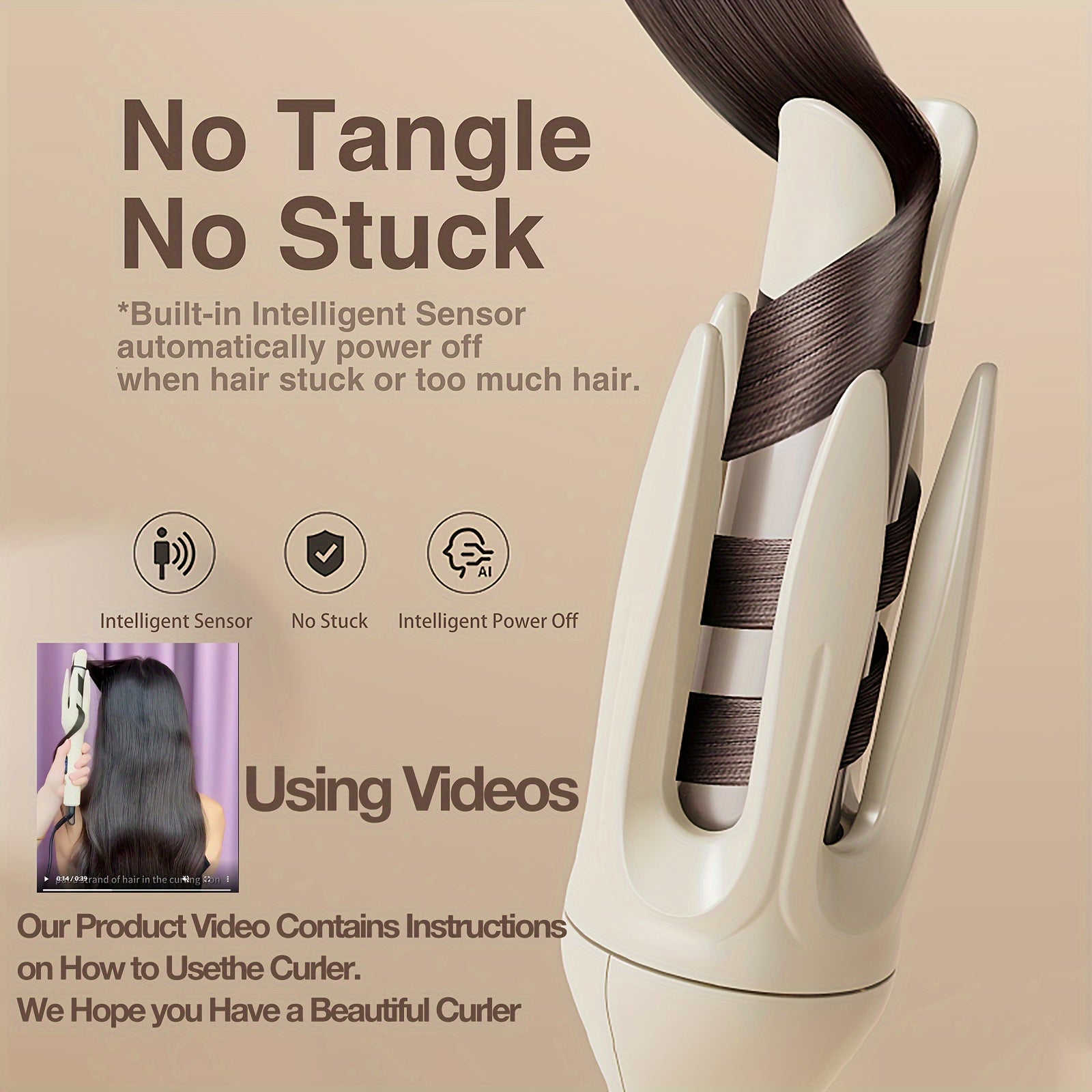 Genai Automatic Hair Curler: 28mm Barrel, 4 Temperature Modes, Intelligent Timer & Sensor, Auto Shut-Off for Safety
