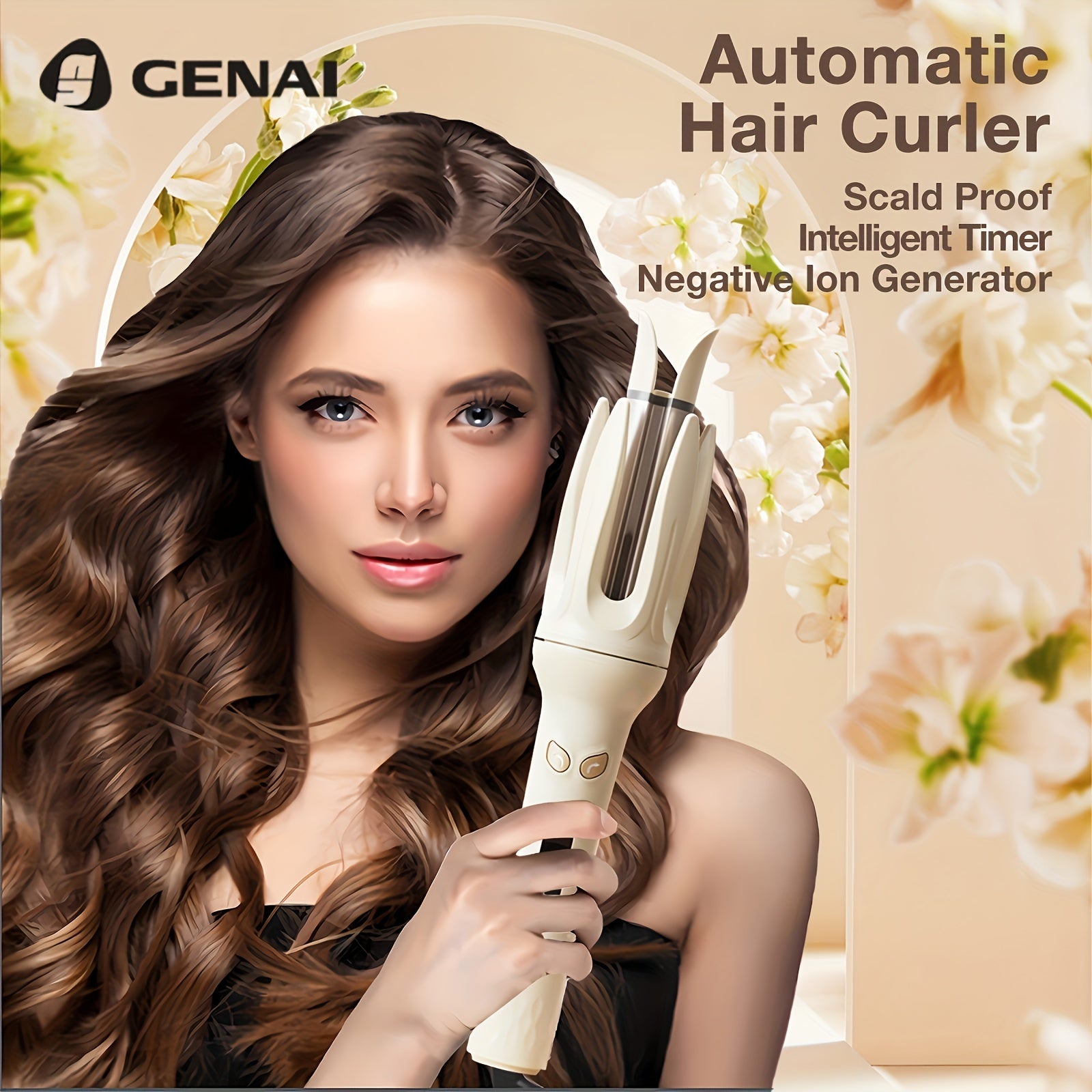 Genai Automatic Hair Curler: 28mm Barrel, 4 Temperature Modes, Intelligent Timer & Sensor, Auto Shut-Off for Safety