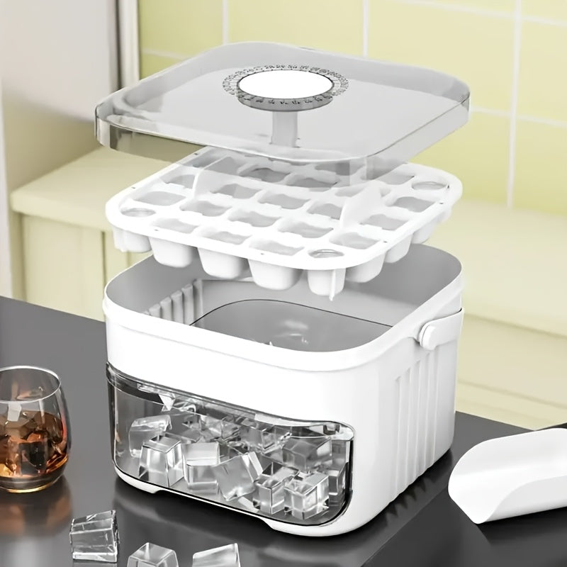 Double Layer Compressed Cube of Ice Mold, Durable Plastic, Refrigerator Storage Food Grade Storage Tray, Suitable for Coffee, Juice, Cold Drinks - Ideal Choice for Party Refrigerator Storage And Outdoor Camping, Outdoor Camping Essentials